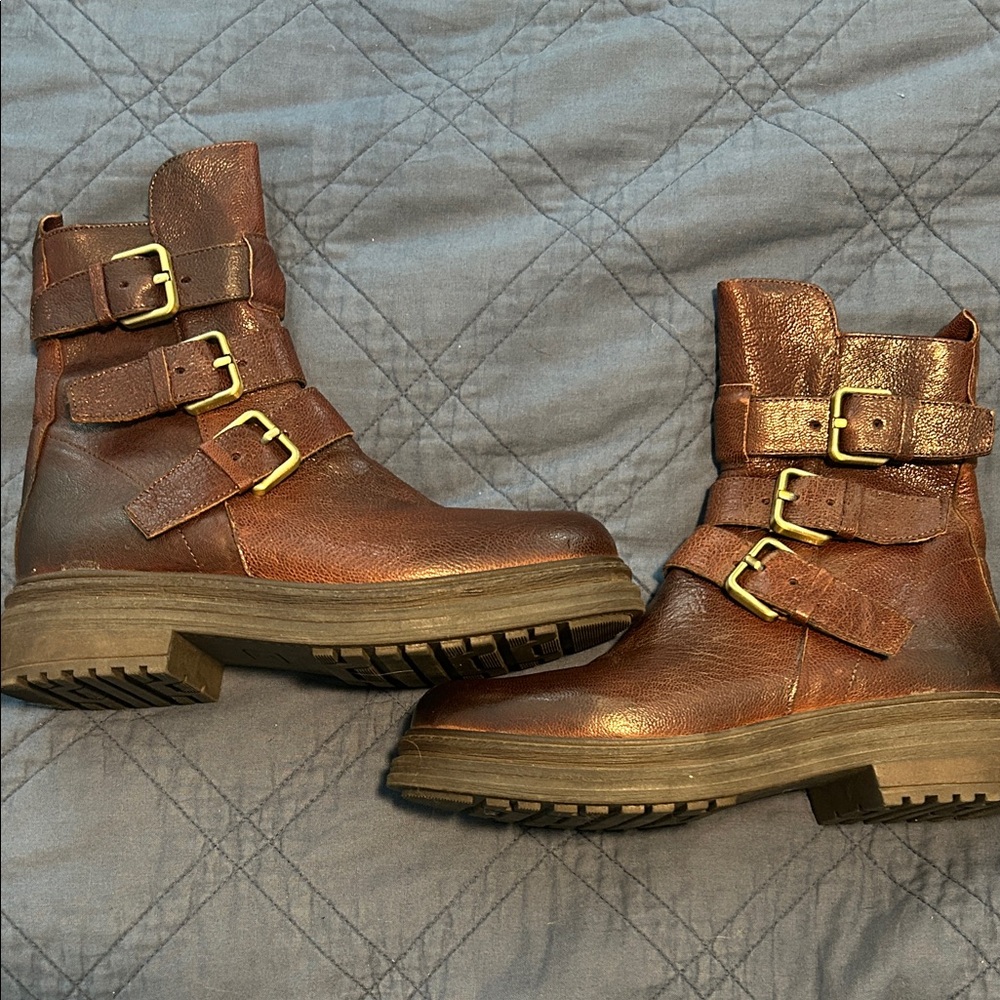 Emanuele Crasto Brown Ankle Boots with Buckle Straps- Italian leather